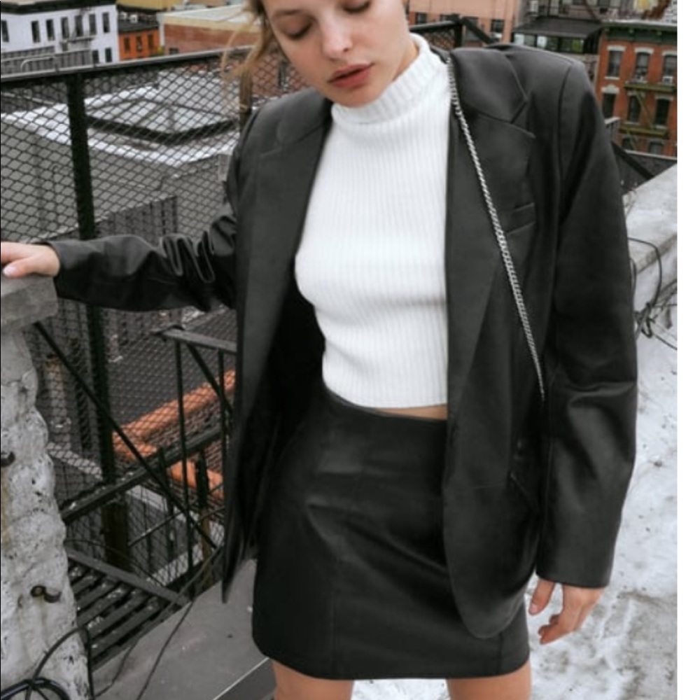 Zara Faux Leather Blazer